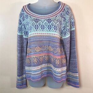 Norton McNaughton Pink Purple Fair Isle Sweater Women L Cozy
